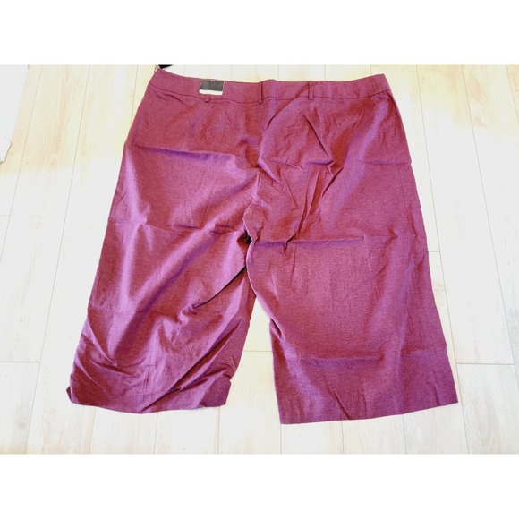 Lane Bryant 28 PANT Wide Leg Crop Pull-On Linen Blend Merlot Gaucho 4X NWT $72 - Picture 5 of 10